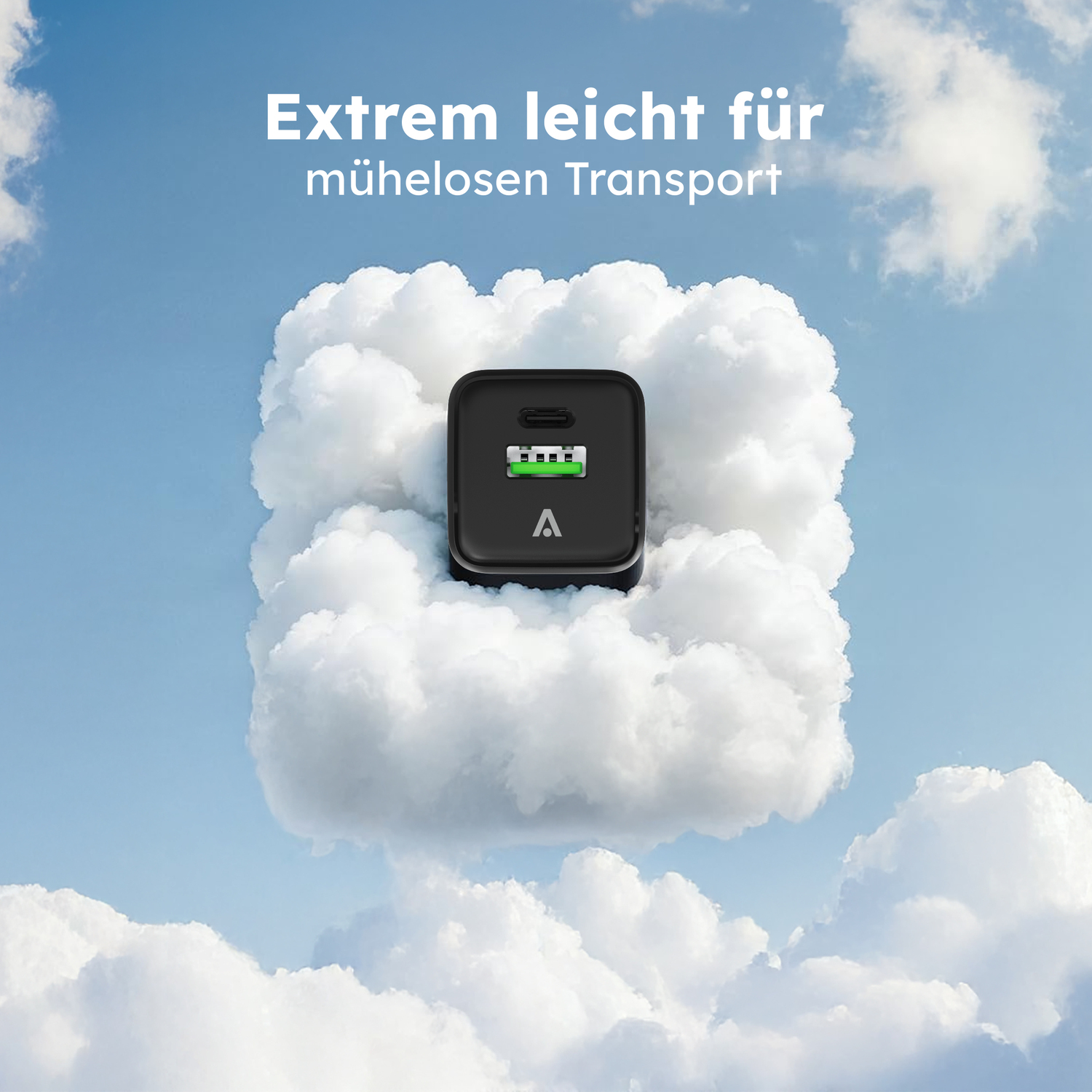 alkaya. | NEXUS | Ladegerät mit GaN Technologie | 20W Schwarz, USB C+A