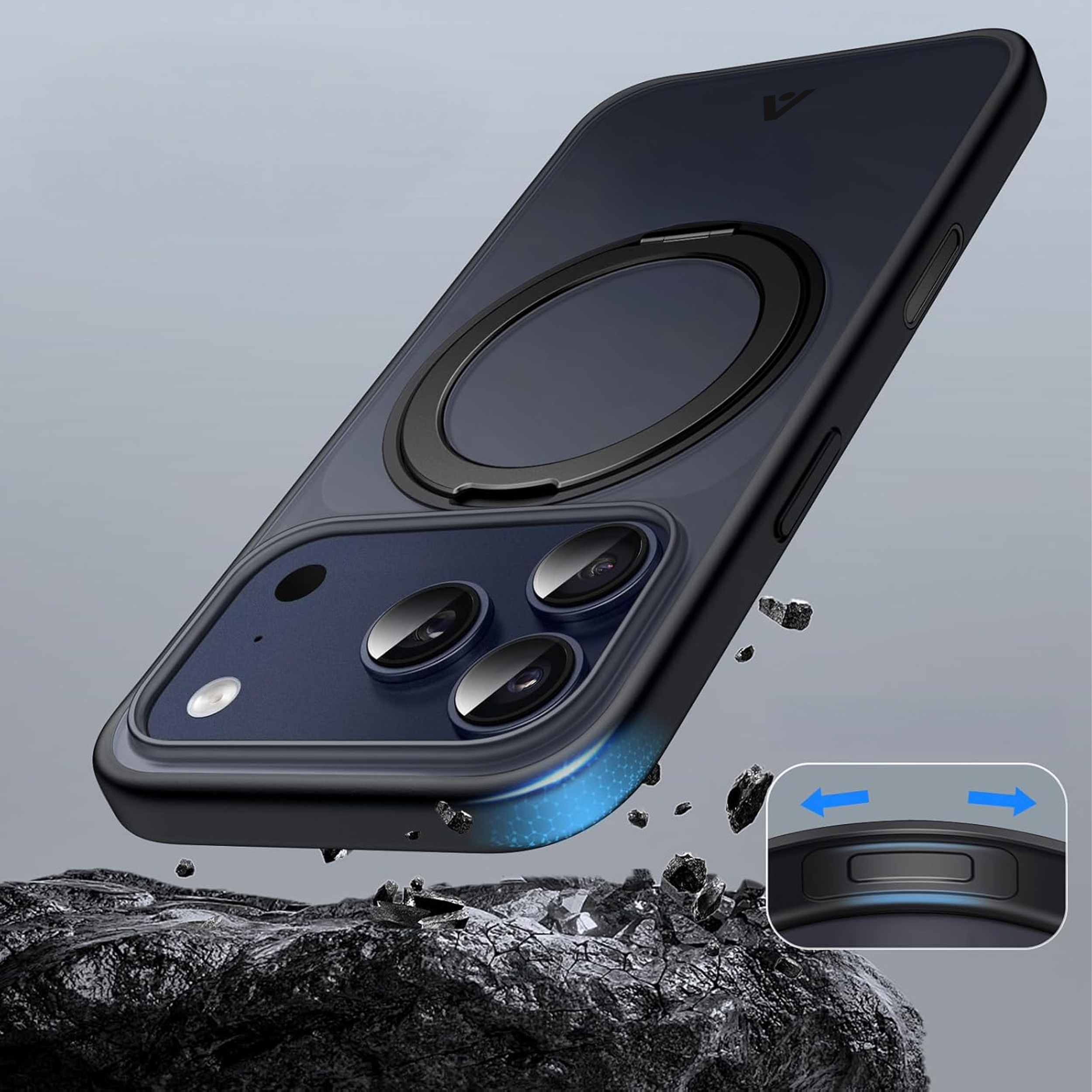 alkaya. | LUCID 360 FlexStand Case kompatibel mit Magsafe schwarz, iPhone 17 Pro