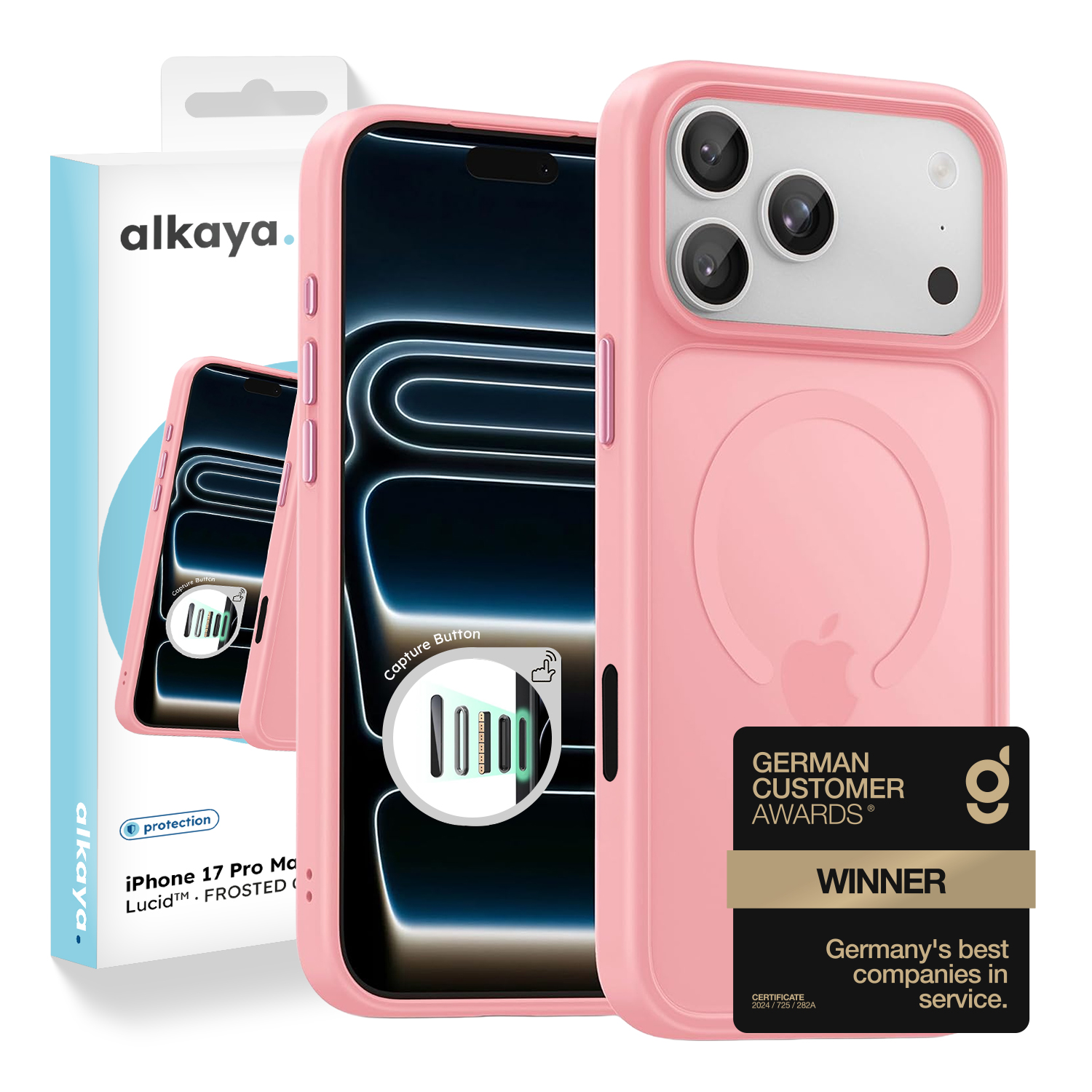 alkaya. | LUCID FROSTED Case kompatibel mit Magsafe pink, iPhone 17 Pro Max/18 Pro Max